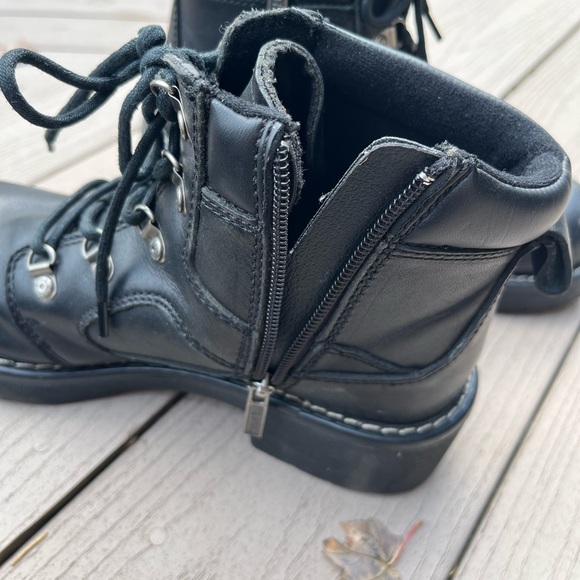 Women’s Harley Davidson Black Leather Riding Boots Sz 7 1/2 SIDE ZIP - Picture 8 of 11